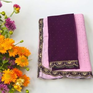 Fancy Saree with cut work blouse
