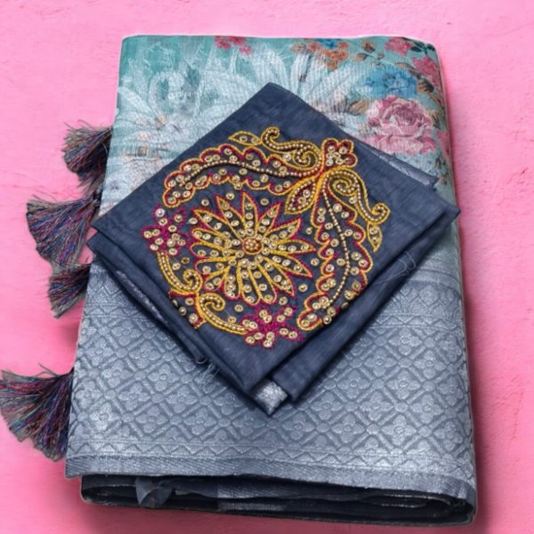 Fancy Sarees with work Blouse