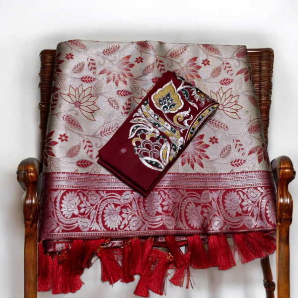 Soft silk saree (With Embroidery Blouse) - Image 2