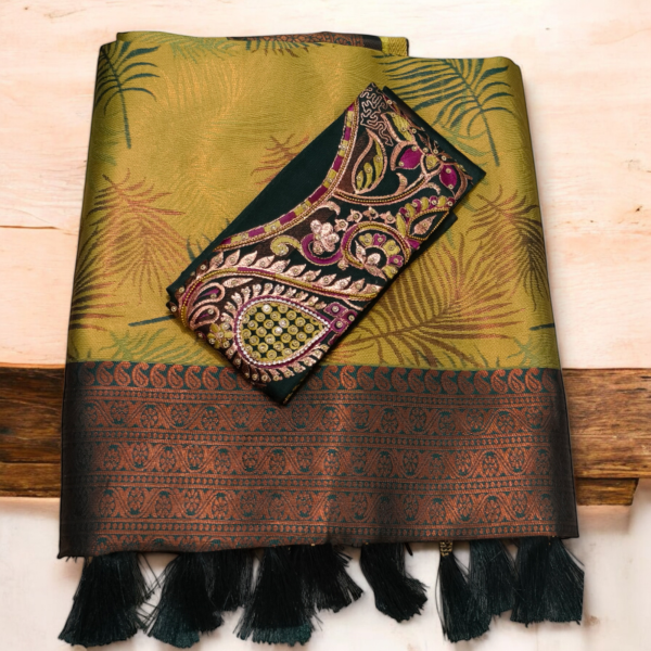 Soft silk saree (With Embroidery Blouse) - Image 2