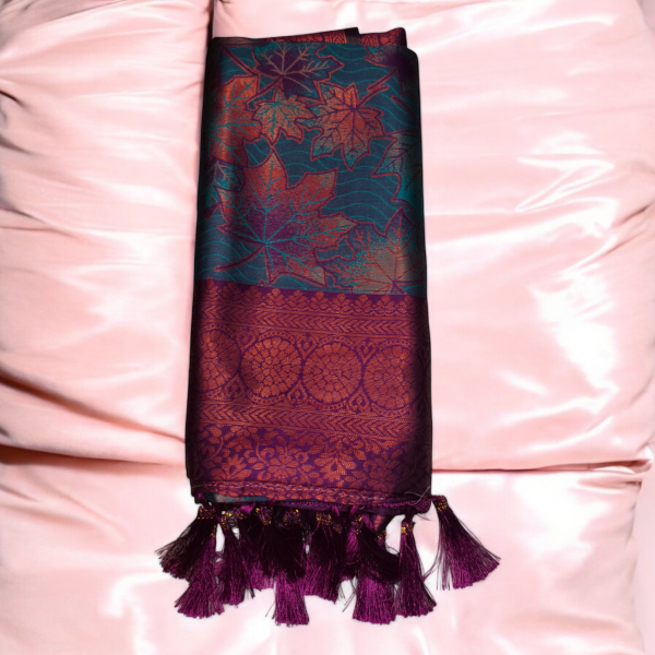 Soft silk saree (With Embroidery Blouse) - Image 2
