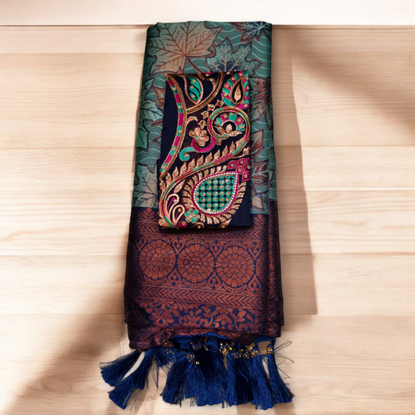 Soft silk saree (With Embroidery Blouse)