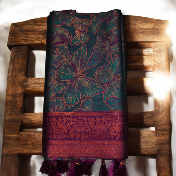 Soft silk saree (With Embroidery Blouse) - Image 2