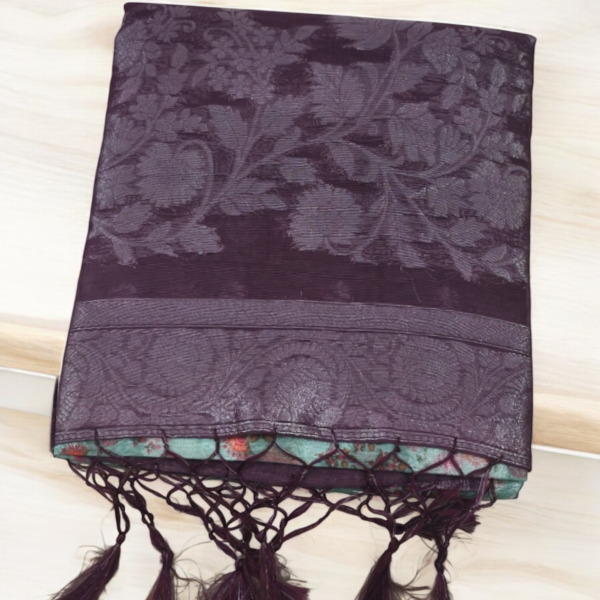 Digital Print Tissue Saree - Image 3