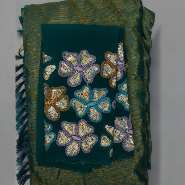 Designer saree +same blouse ( unstitched) - Image 3
