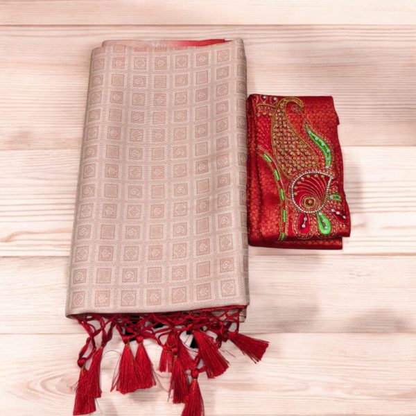 Soft silk saree (with work blouse) - Image 3