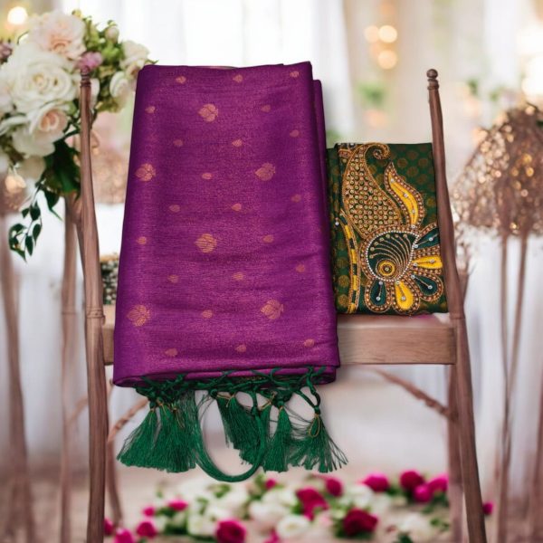 Soft silk saree (with work blouse) - Image 3