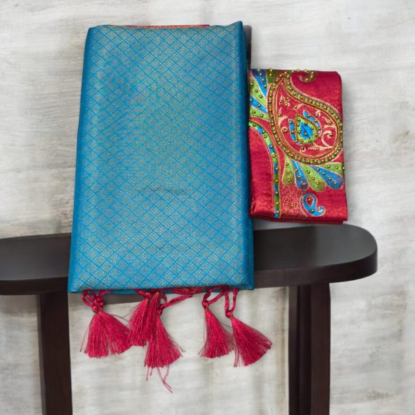 Soft silk saree (with work blouse) - Image 4